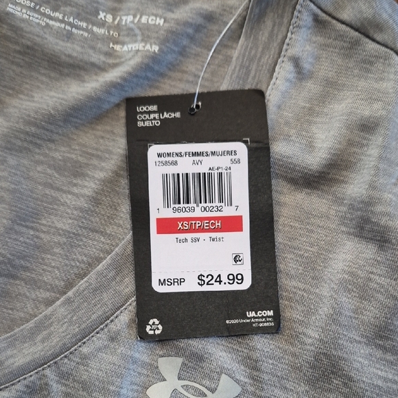 Under Armour Women's Short Sleeve V-Neck Tee - Light Gray - Picture 2 of 4